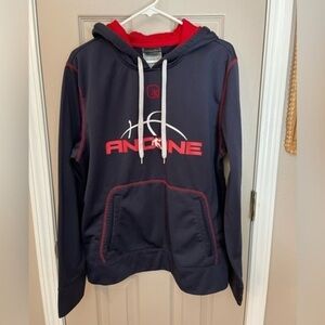 And1 men’s navy & red pullover fleece lined basketball hoodie with pouch pocket